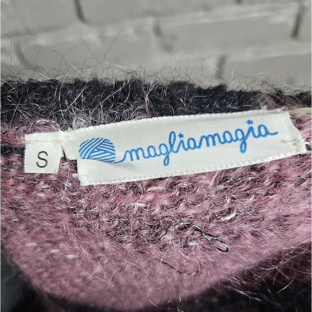 Magia Maglia Women's Sweater Kid Mohair Wool Made In Italy Size S Pink Sequin‎